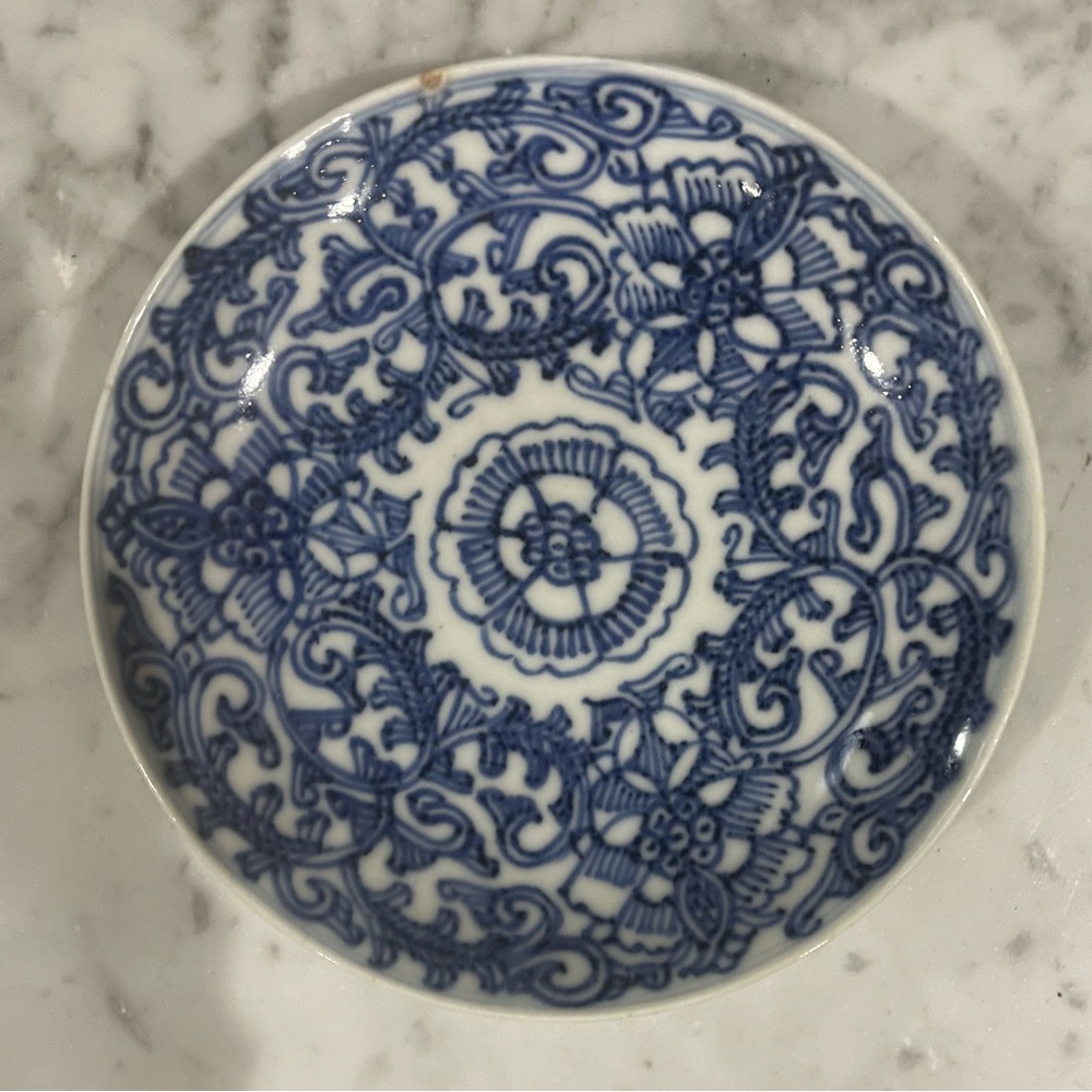 Blue and White Floral Ceramic Plate